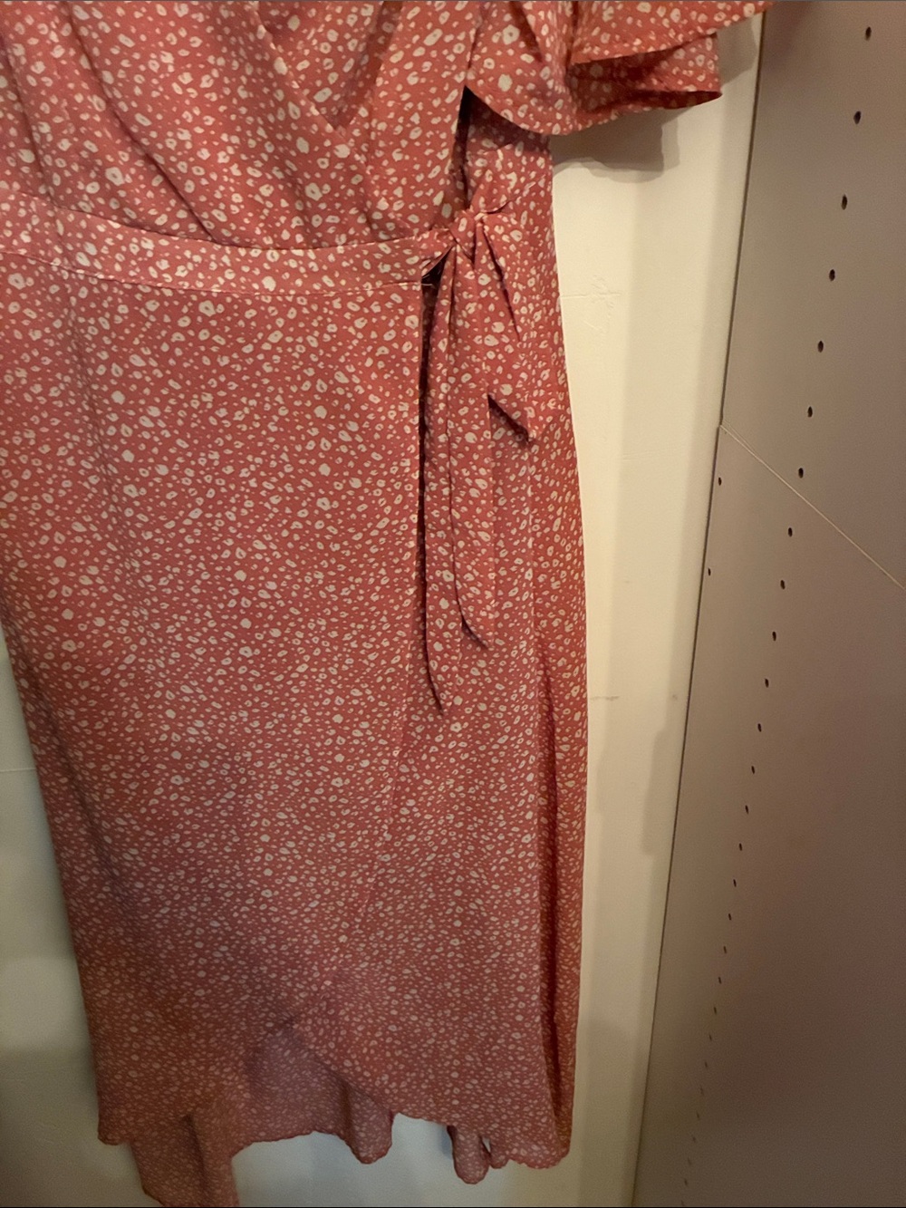 She + Sky Pink and White Floral Wrap Midi Dress - Picture 4 of 5